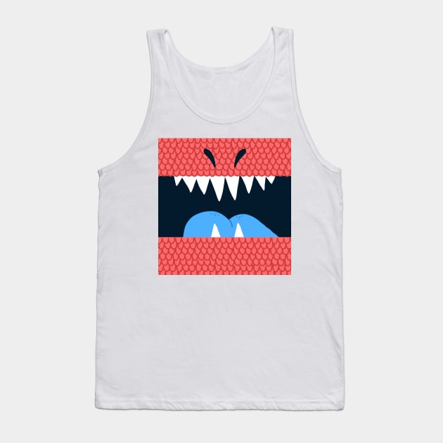 T-Rex Mouth in Red Tank Top by Whoopsidoodle